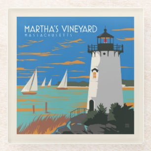 Martha's Vineyard, Massachusetts   Vuurtoren Glazen Onderzetter