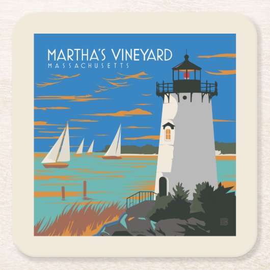 Martha's Vineyard, Massachusetts | Vuurtoren Kartonnen Onderzetters (Voorkant)