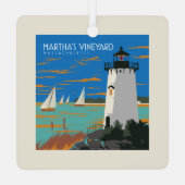 Martha's Vineyard, Massachusetts | Vuurtoren Metalen Ornament (Achterkant)