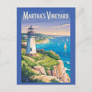 Martha's Vineyard Massachusetts Vuurtoren Reizen Briefkaart