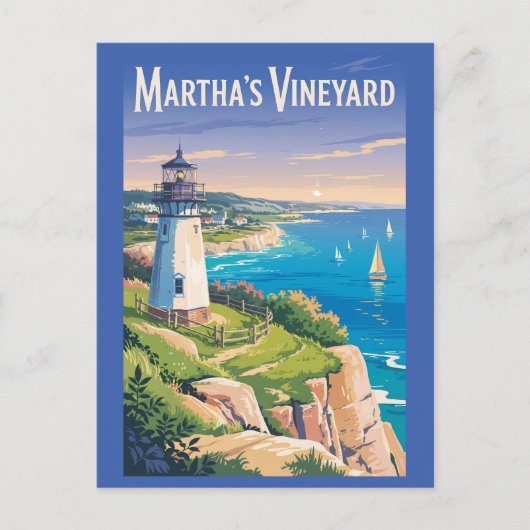Martha's Vineyard Massachusetts Vuurtoren Reizen Briefkaart (Voorkant)