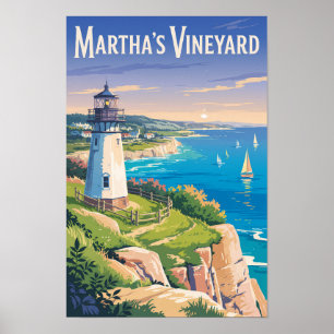 Martha's Vineyard Massachusetts Vuurtoren Reizen Poster