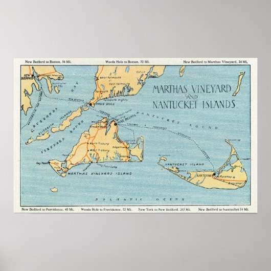Martha's Vineyard & Nantucket Islands Poster (Voorkant)