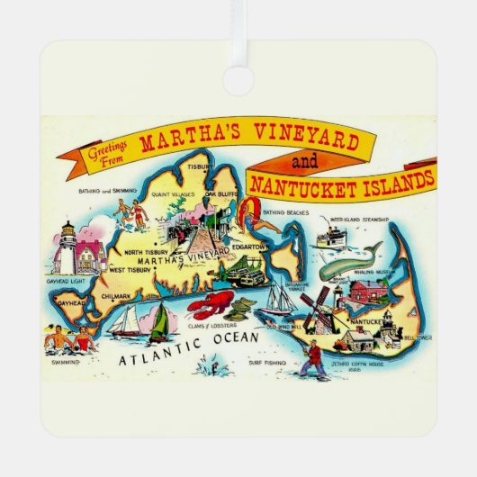 Martha's Vineyard Nantucket Kaart Ornament (Voorkant)