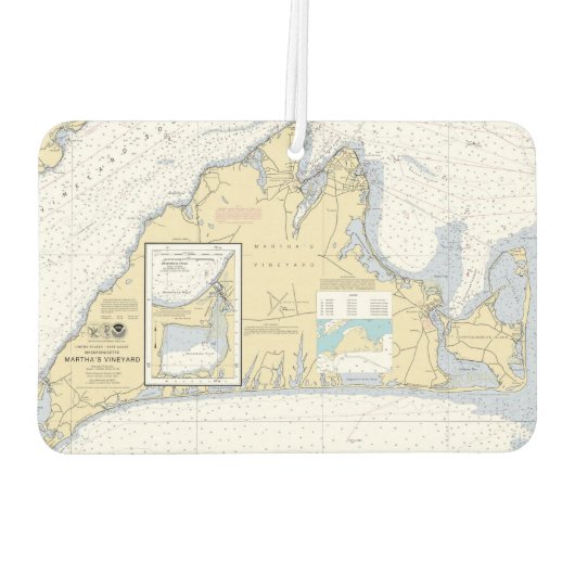 Martha's Vineyard Nautical Chart Monogram Luchtverfrisser (Achterkant)