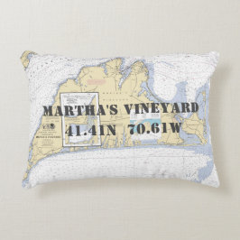 Martha's Vineyard Nautical Chart Theme Accent Kussen