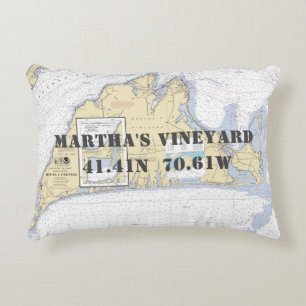 Martha's Vineyard Nautical Chart Theme Accent Kussen