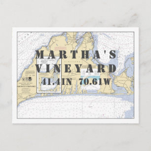 Martha's Vineyard Nautical Latitude Longitude Briefkaart
