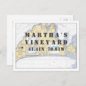 Martha's Vineyard Nautical Latitude Longitude Briefkaart (Voorkant / Achterkant)