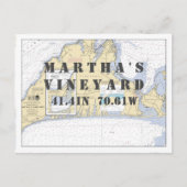 Martha's Vineyard Nautical Latitude Longitude Briefkaart (Voorkant)
