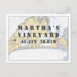 Martha's Vineyard Nautical Latitude Longitude Briefkaart