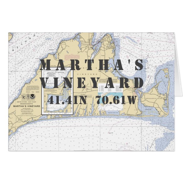 Martha's Vineyard Nautical Navigation Chart (Voorkant Horizontaal)