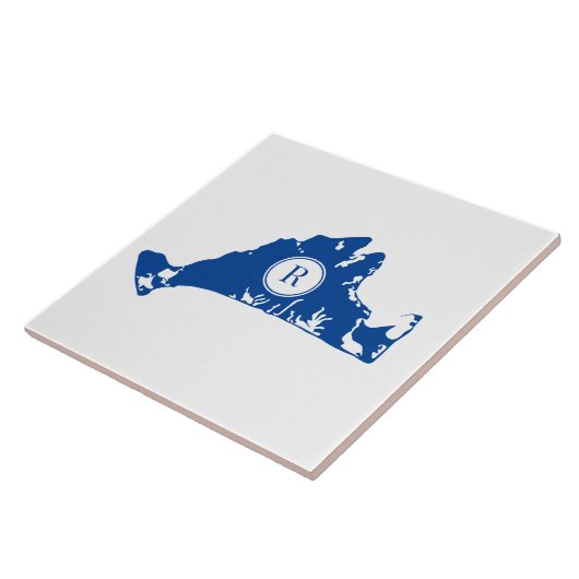 Martha's Vineyard Navy Map Initiaal Tegeltje (Zijkant)