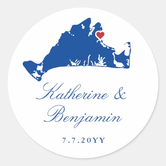 Martha's Vineyard Oak Bluffs Marineblauw Ronde Sticker (Voorkant)