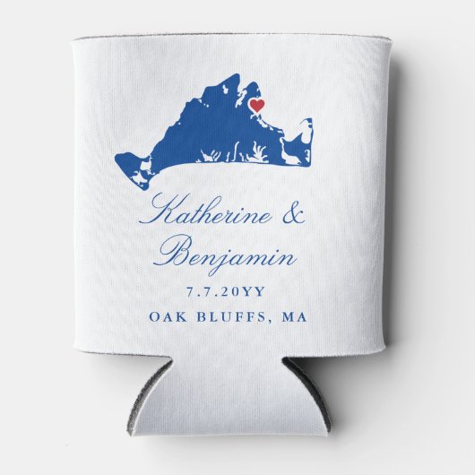 Martha's Vineyard Oak Bluffs Navy Wedding Blikjeskoeler (Voorkant)