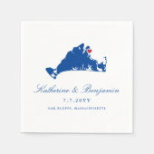 Martha's Vineyard Oak Bluffs Navy Wedding Napkin Servet (Voorkant)