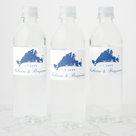 Martha's Vineyard Oak Bluffs Navy Wedding Waterfles Etiket (Flessen)