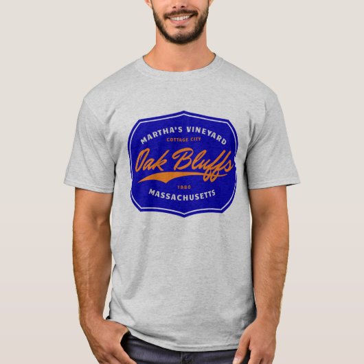 Martha's Vineyard - Oak Bluffs T-shirt in Blue/Ora (Voorkant)