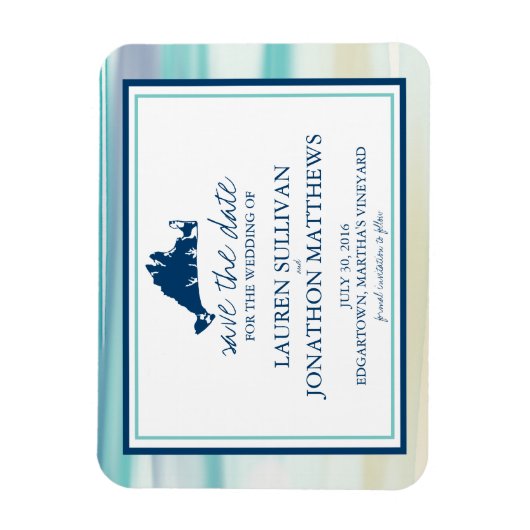 Martha's Vineyard Ocean Waterverf Save the Date Magneet (Verticaal)