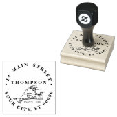 Martha's Vineyard Oude Kaart #1 Naam Retouradres Rubberstempel (Gestempeld)