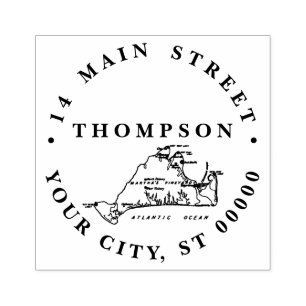 Martha's Vineyard Oude Kaart #1 Naam Retouradres Rubberstempel