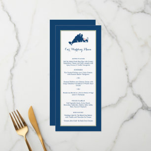 Martha's Vineyard Pink and Blue Wedding Dinner me Menu