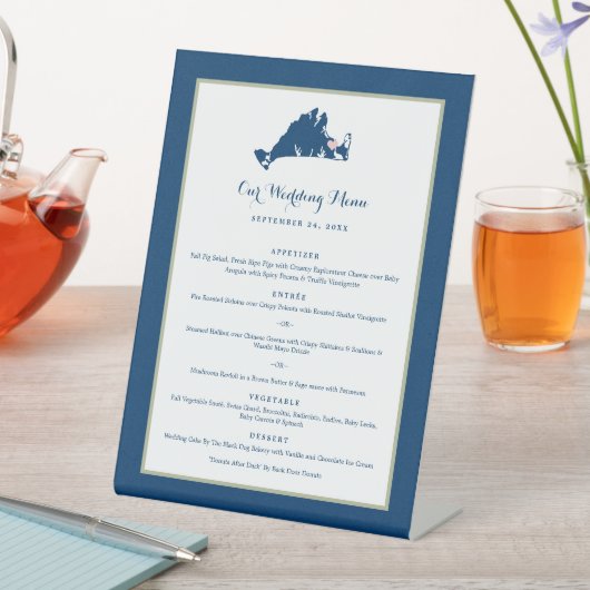 Martha's Vineyard Pink and Blue Wedding Dinner Pe Reclamebord Met Voetstuk (Insitu)