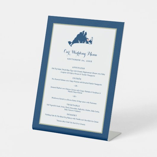 Martha's Vineyard Pink and Blue Wedding Dinner Pe Reclamebord Met Voetstuk (Voorkant)