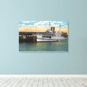 Martha's Vineyard, Sankaty Steamer bij Wharf Canvas Afdruk (Insitu (Houten vloer))