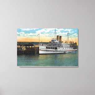 Martha's Vineyard, Sankaty Steamer bij Wharf Canvas Afdruk