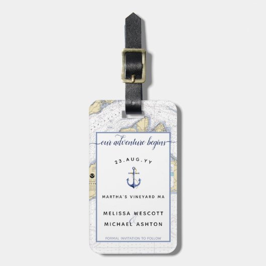 Martha's Vineyard Save the Date Wedding Bagagelabel (Voorkant verticaal)