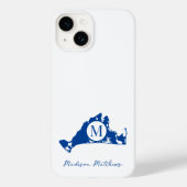 Martha's Vineyard Simple Map Blue Name Case-Mate iPhone Case (Achterkant)