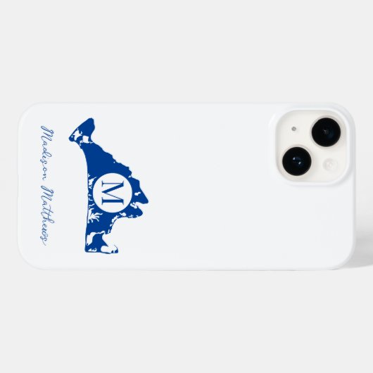 Martha's Vineyard Simple Map Blue Name Case-Mate iPhone Case (Achterkant (horizontaal))