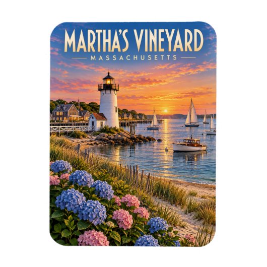 Martha's Vineyard Sunset Lighthouse Massachusetts Magneet (Verticaal)