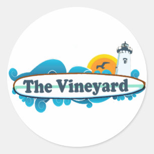 Martha's Vineyard "Surf" Design. Ronde Sticker