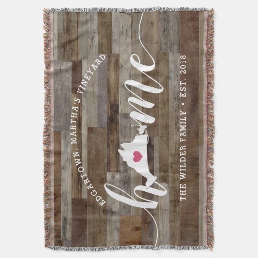 Martha's Vineyard Thuisstad Gepersonaliseerde Hout Deken (Voorkant Verticaal)