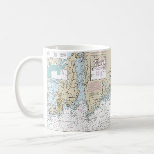 Martha's Vineyard to Block Island Nautische kaart Koffiemok (Links)