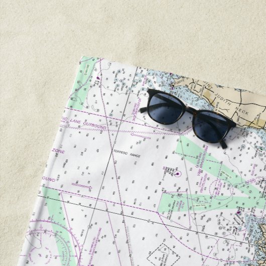 Martha's Vineyard to Block Island Nautische kaart Strandlaken (In situ)