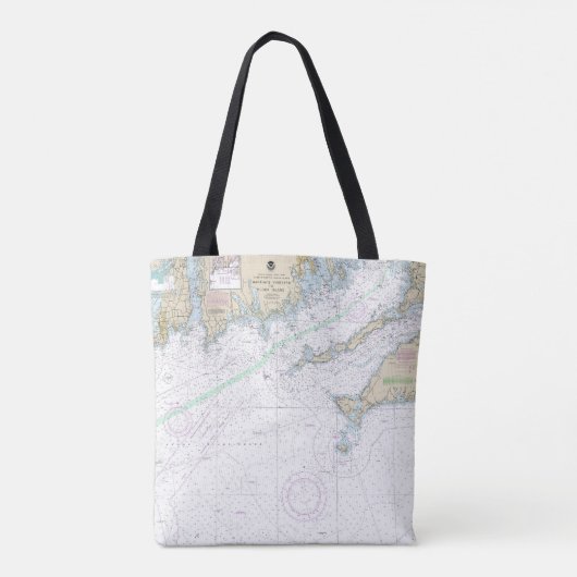 Martha's Vineyard to Block Island Nautische kaart Tote Bag (Achterkant)