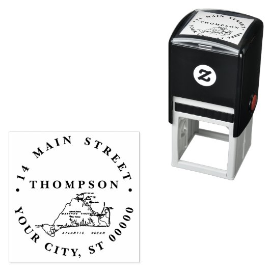 Martha's Vineyard Vint Kaart #1 Naam Retouradres Zelfinktende Stempel (In situ)