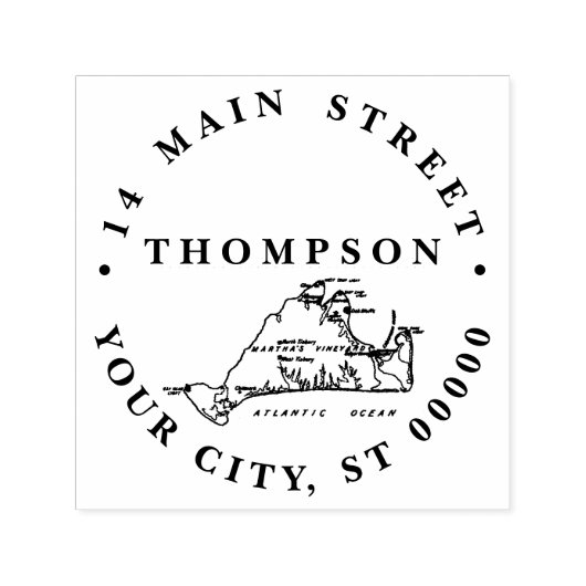 Martha's Vineyard Vint Kaart #1 Naam Retouradres Zelfinktende Stempel (Design)