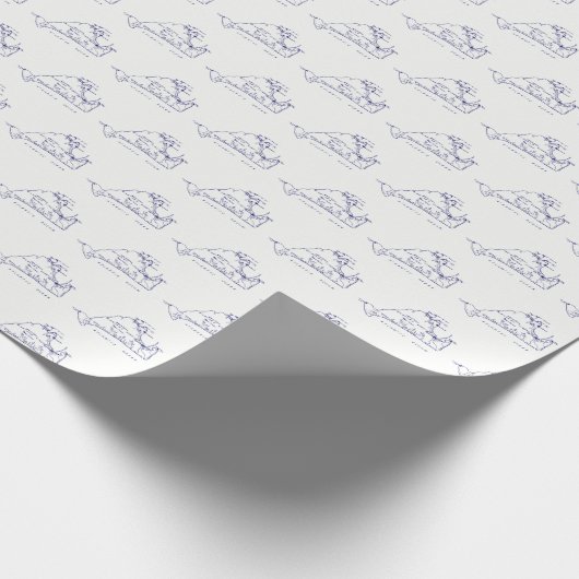 Martha's Vineyard Vintage Kaart #1 Navyblauw Cadeaupapier (Hoek)