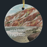 Martha's Vineyard vintage Keramisch Ornament<br><div class="desc">Martha's Vineyard,  Massachusetts in  stijl. Het afbeelding is van een fotomechanische print uit circa 1920 van de Gay Head kliffen gebied van Martha's Vineyard. De naam is toegevoegd in een  art deco lettertype.</div>