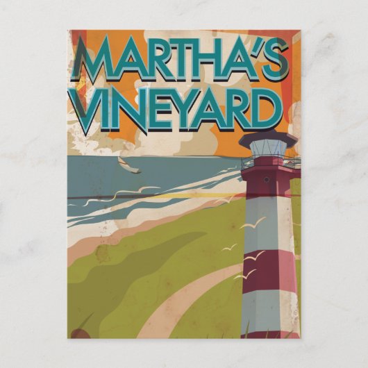 Marthas Vineyard Vintage Reisposter Briefkaart (Voorkant)