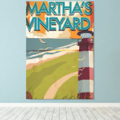 Marthas Vineyard Vintage Reisposter Canvas Afdruk (Insitu (Houten vloer))