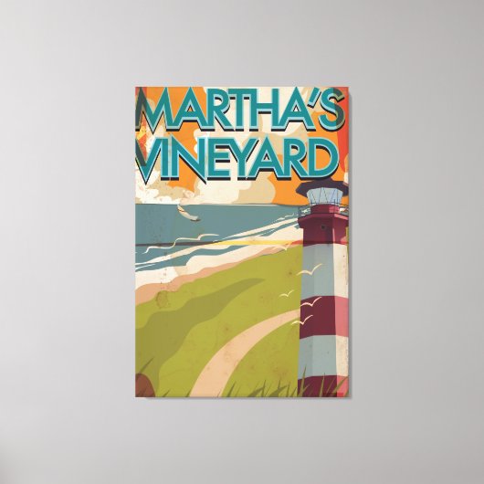 Marthas Vineyard Vintage Reisposter Canvas Afdruk (Voorkant)