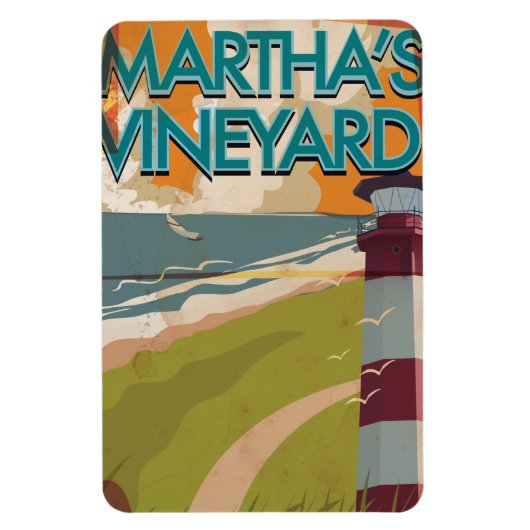 Marthas Vineyard Vintage Reisposter Magneet (Verticaal)