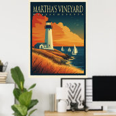 Martha's Vineyard vuurtoren Poster (Thuiskantoor)