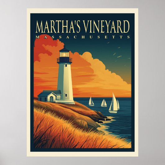 Martha's Vineyard vuurtoren Poster (Voorkant)