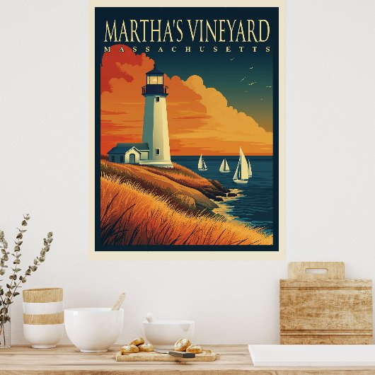 Martha's Vineyard vuurtoren Poster (Keuken)